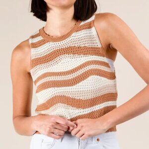 VERY J Multi Color Stripe Knit Crop Tank